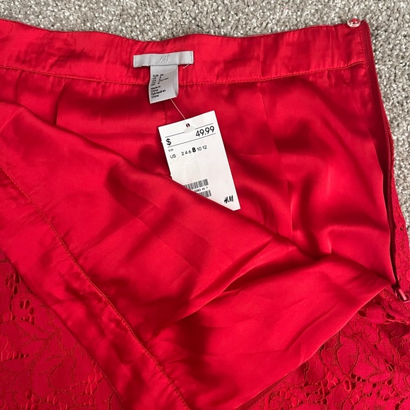 H&M NWT Red Lace High Waist Midi Skirt - Picture 5 of 5